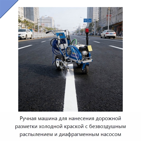 Ручная машина для нанесения дорожной разметки холодной краской с безвоздушным распылением и диафрагменным насосом