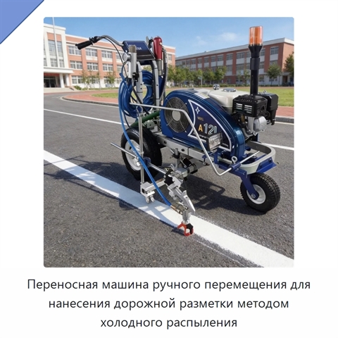 Переносная машина ручного перемещения для нанесения дорожной разметки методом холодного распыления