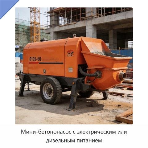 Мини-бетононасос с электрическим или дизельным питанием
