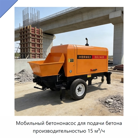 Мобильный бетононасос для подачи бетона производительностью 15 м³/ч