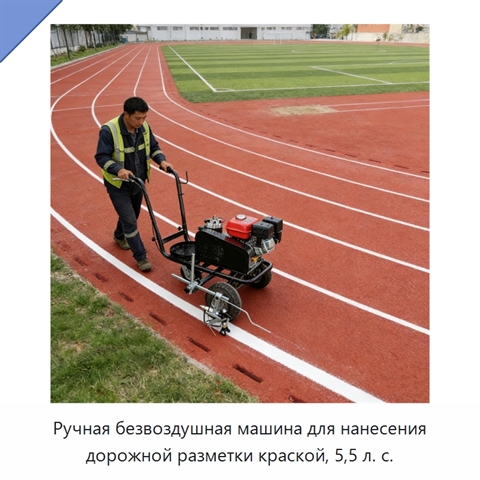 Ручная безвоздушная машина для нанесения дорожной разметки краской, 5,5 л. с.