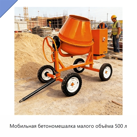 Мобильная бетономешалка малого объёма 500 л