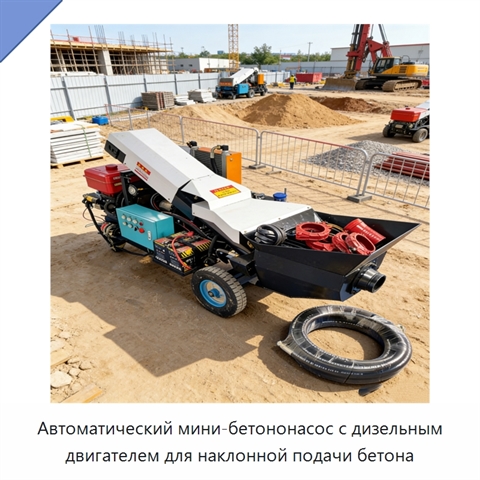 Автоматический мини-бетононасос с дизельным двигателем для наклонной подачи бетона