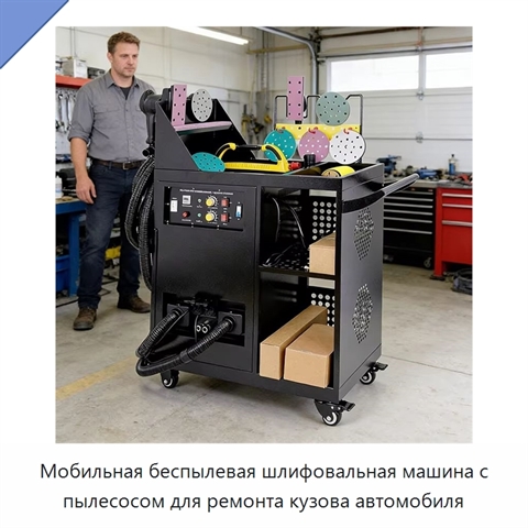 Мобильная беспылевая шлифовальная машина с пылесосом для ремонта кузова автомобиля