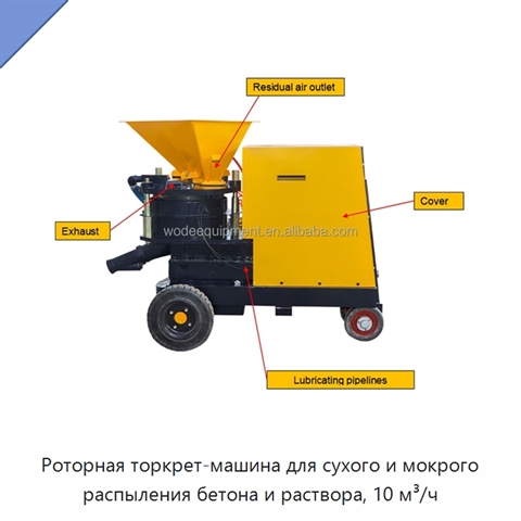 Роторная торкрет-машина для сухого и мокрого распыления бетона и раствора, 10 м³/ч
