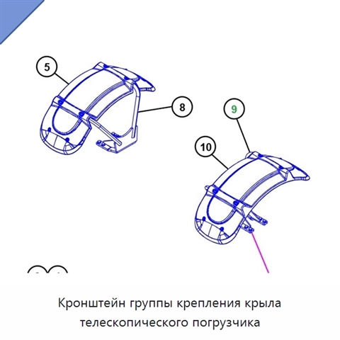 Кронштейн группы крепления крыла телескопического погрузчика