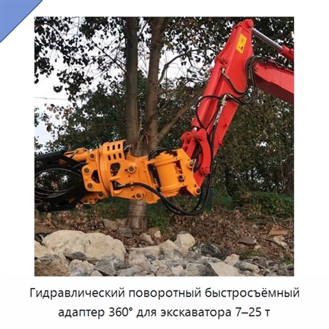 Гидравлический поворотный быстросъёмный адаптер 360° для экскаватора 7–25 т