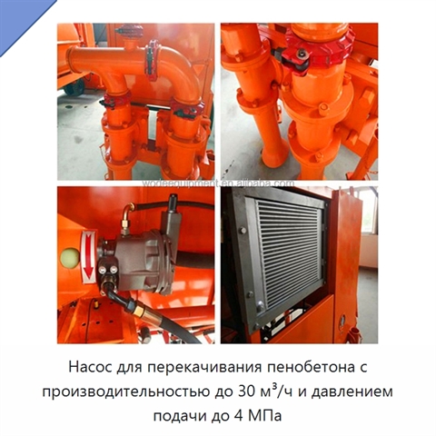 Насос для перекачивания пенобетона с производительностью до 30 м³/ч и давлением подачи до 4 МПа