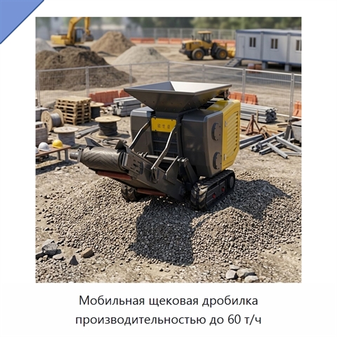 Мобильная щековая дробилка производительностью до 60 т/ч