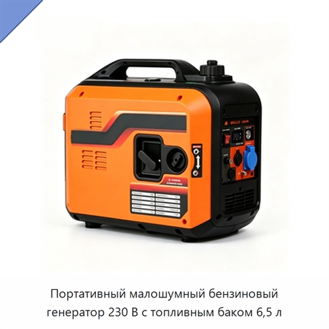 Портативный малошумный бензиновый генератор 230 В с топливным баком 6,5 л