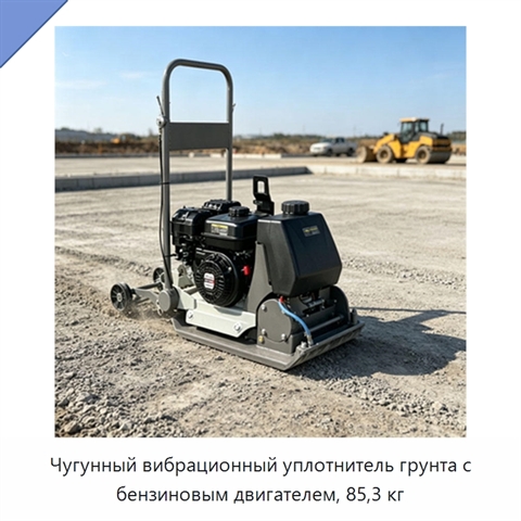 Чугунный вибрационный уплотнитель грунта с бензиновым двигателем, 85,3 кг