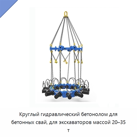 Круглый гидравлический бетонолом для бетонных свай, для экскаваторов массой 20–35 т