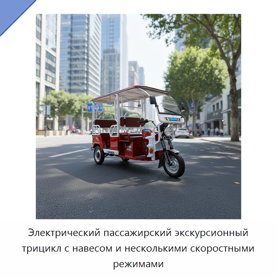 Электрический пассажирский экскурсионный трицикл с навесом и несколькими скоростными режимами — Электрические трициклы