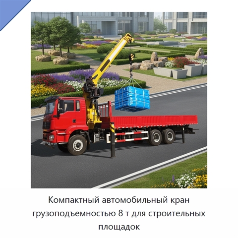 Компактный автомобильный кран грузоподъемностью 8 т для строительных площадок