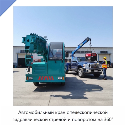 Автомобильный кран с телескопической гидравлической стрелой и поворотом на 360°