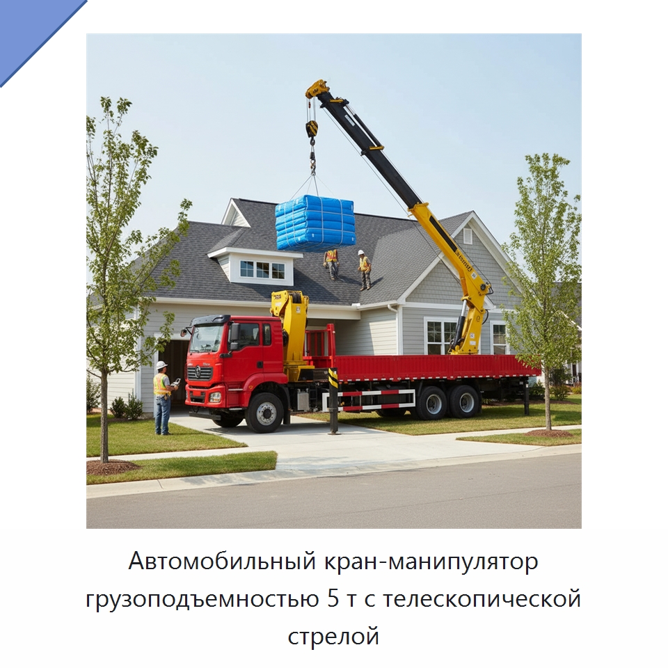 Автомобильный кран-манипулятор грузоподъемностью 5 т с телескопической стрелой — Краны