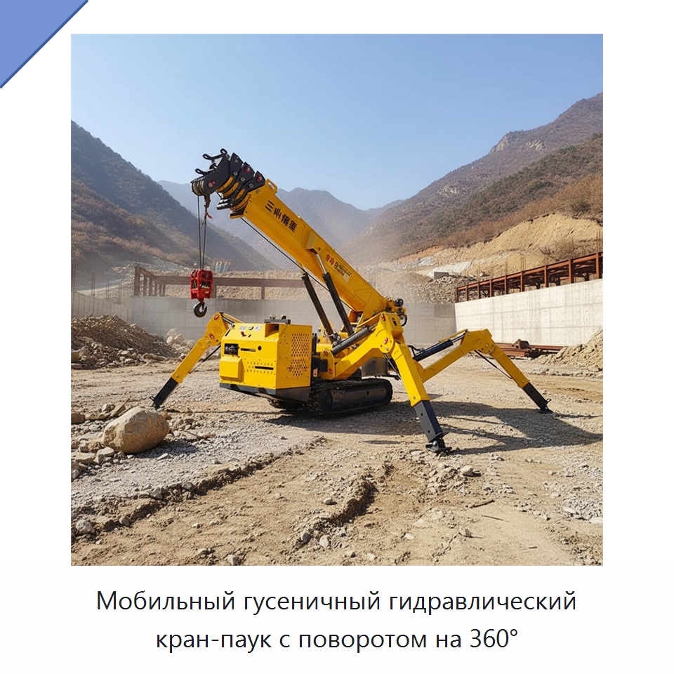 Мобильный гусеничный гидравлический кран-паук с поворотом на 360° — Краны