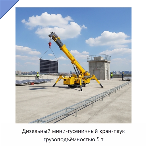 Дизельный мини-гусеничный кран-паук грузоподъёмностью 5 т