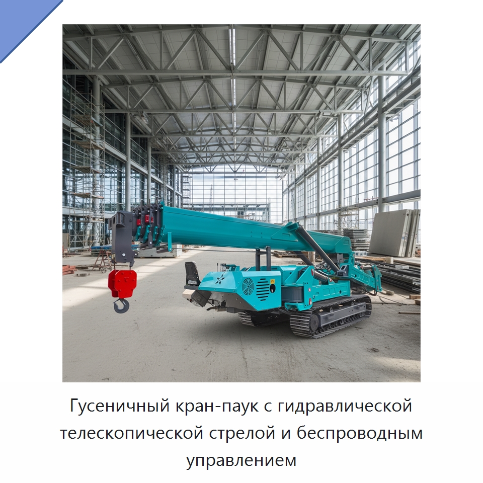Гусеничный кран-паук с гидравлической телескопической стрелой и беспроводным управлением — Краны