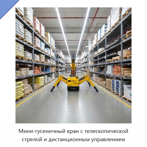 Мини-гусеничный кран с телескопической стрелой и дистанционным управлением