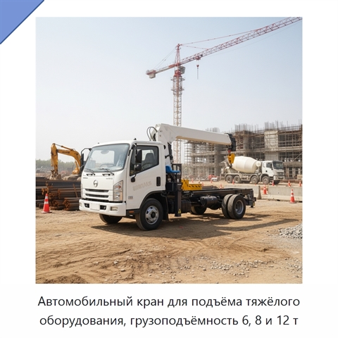 Автомобильный кран для подъёма тяжёлого оборудования, грузоподъёмность 6, 8 и 12 т