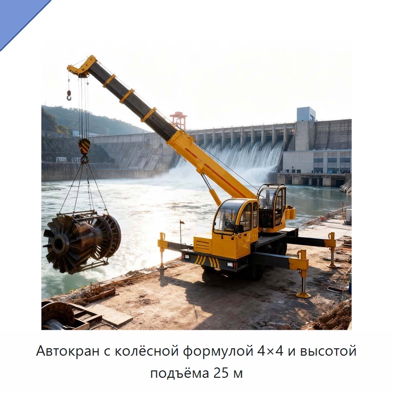 Автокран с колёсной формулой 4×4 и высотой подъёма 25 м — Краны