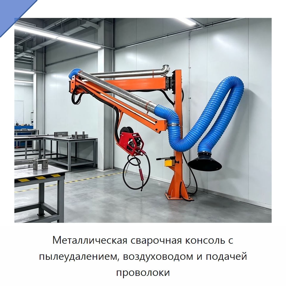 Металлическая сварочная консоль с пылеудалением, воздуховодом и подачей проволоки — Сварочные принадлежности и вспомогательное оборудование