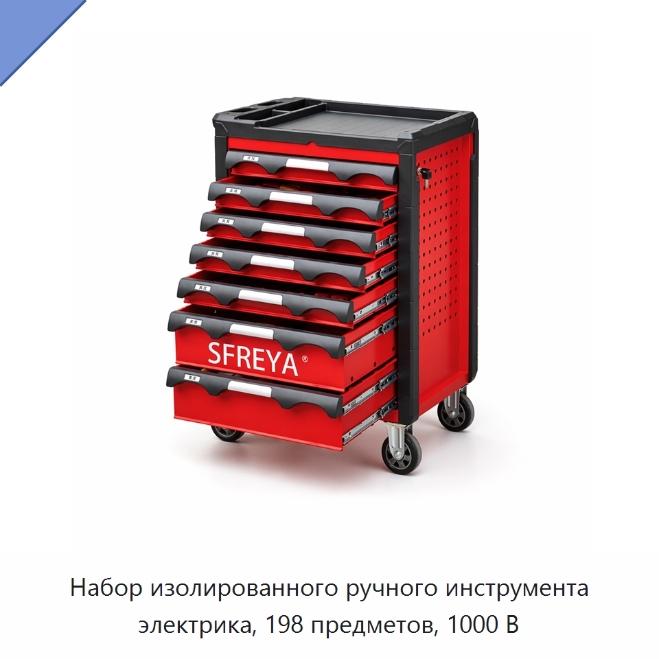 Набор изолированного ручного инструмента электрика, 198 предметов, 1000 В — Наборы электромонтажного инструмента