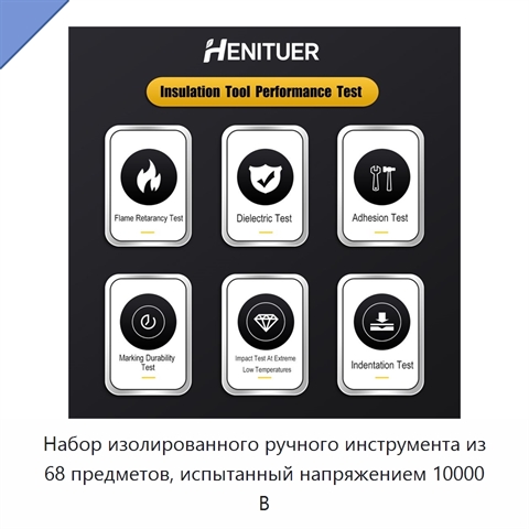 Набор изолированного ручного инструмента из 68 предметов, испытанный напряжением 10000 В
