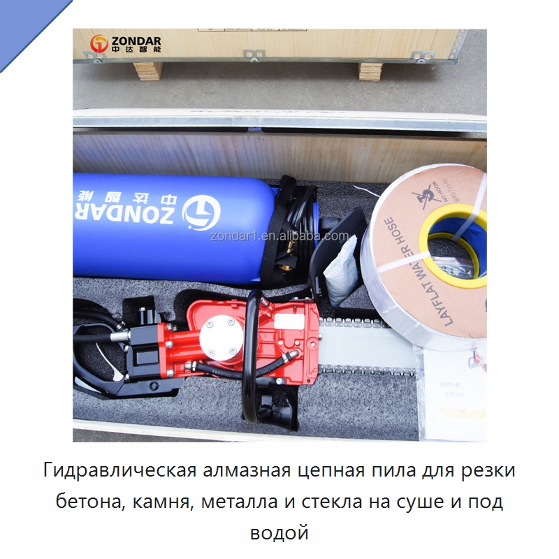 Гидравлическая алмазная цепная пила для резки бетона, камня, металла и стекла на суше и под водой