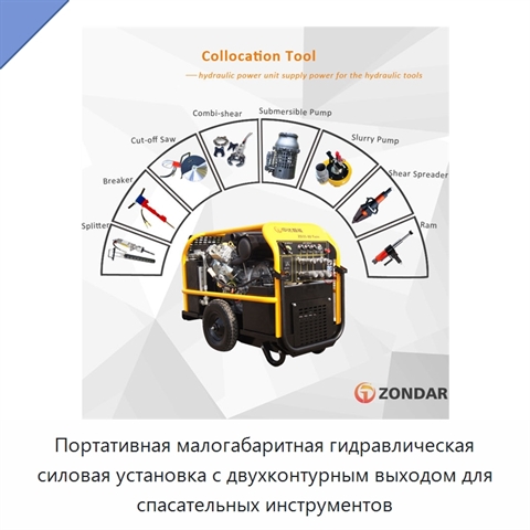 Портативная малогабаритная гидравлическая силовая установка с двухконтурным выходом для спасательных инструментов