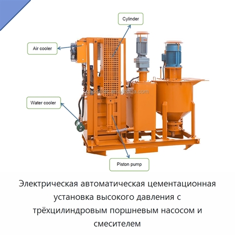 Электрическая автоматическая цементационная установка высокого давления с трёхцилиндровым поршневым насосом и смесителем