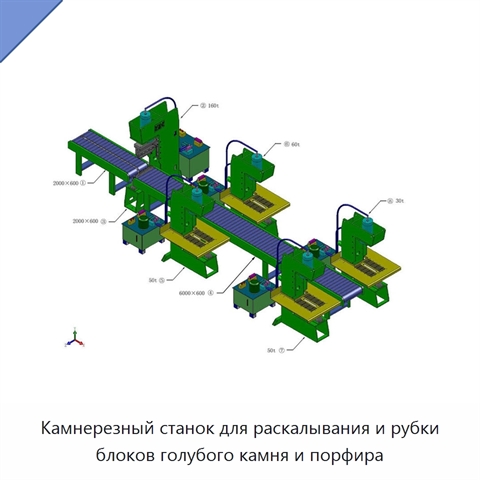Камнерезный станок для раскалывания и рубки блоков голубого камня и порфира