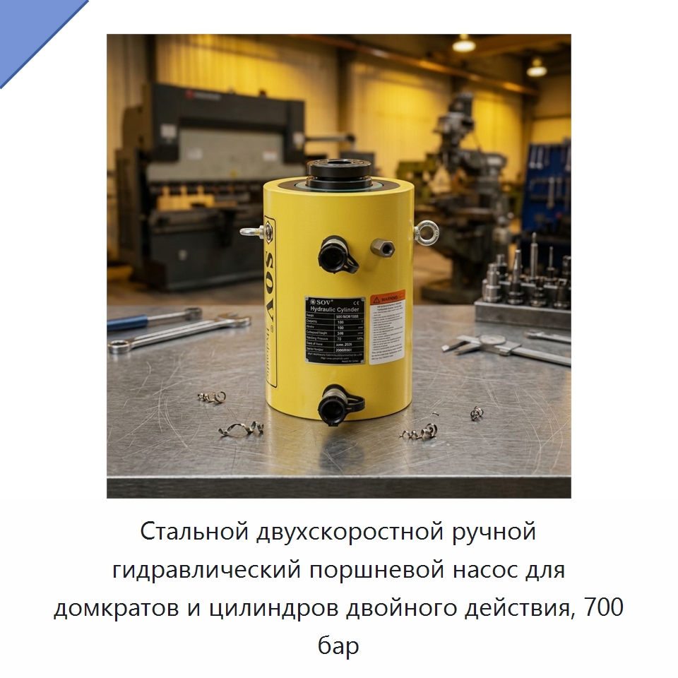 Стальной двухскоростной ручной гидравлический поршневой насос для домкратов и цилиндров двойного действия, 700 бар — Домкраты