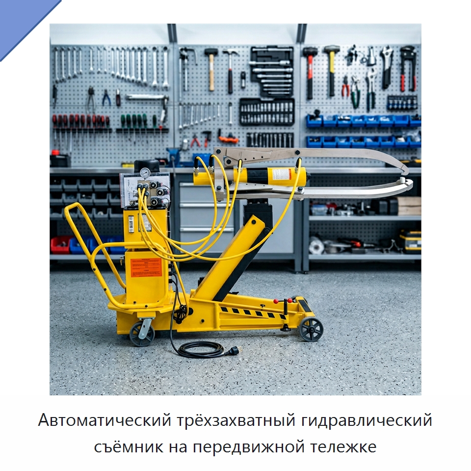 Автоматический трёхзахватный гидравлический съёмник на передвижной тележке — Прочие гидравлические инструменты