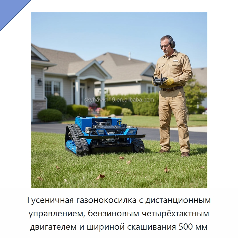 Гусеничная газонокосилка с дистанционным управлением, бензиновым четырёхтактным двигателем и шириной скашивания 500 мм — Газонокосилки