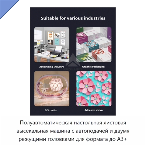 Полуавтоматическая настольная листовая высекальная машина с автоподачей и двумя режущими головками для формата до A3+
