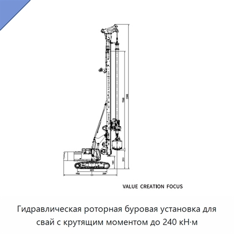 Гидравлическая роторная буровая установка для свай с крутящим моментом до 240 кН·м