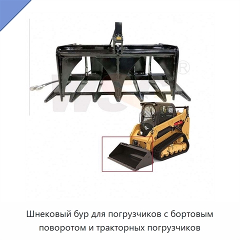 Шнековый бур для погрузчиков с бортовым поворотом и тракторных погрузчиков