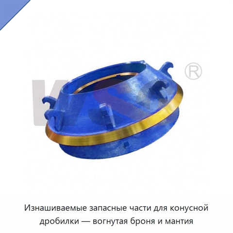 Изнашиваемые запасные части для конусной дробилки — вогнутая броня и мантия