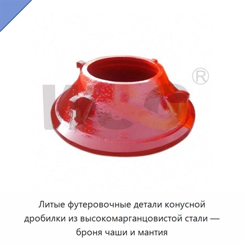 Литые футеровочные детали конусной дробилки из высокомарганцовистой стали — броня чаши и мантия