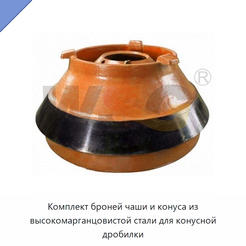 Комплект броней чаши и конуса из высокомарганцовистой стали для конусной дробилки — Горнодобывающее оборудование