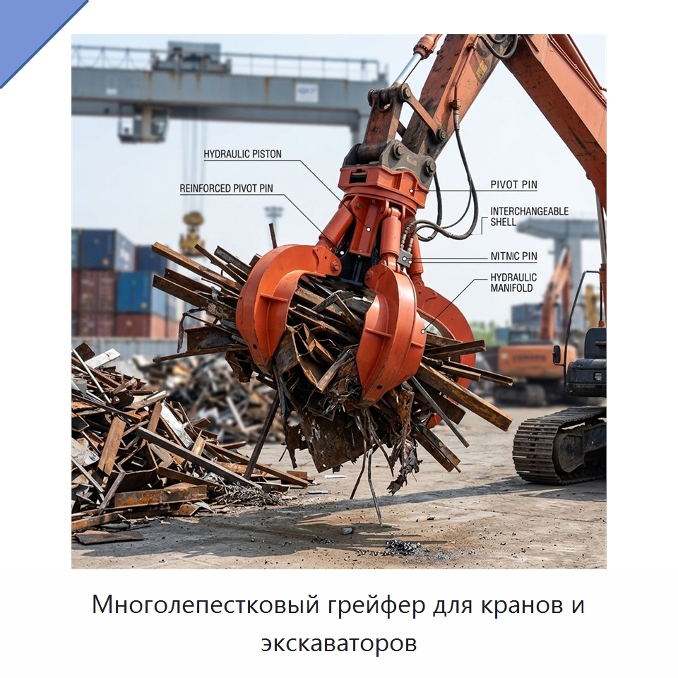 Многолепестковый грейфер для кранов и экскаваторов — Навесное оборудование для строительной техники