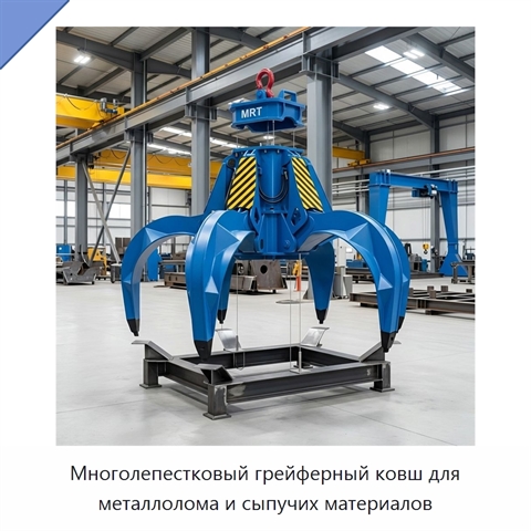 Многолепестковый грейферный ковш для металлолома и сыпучих материалов