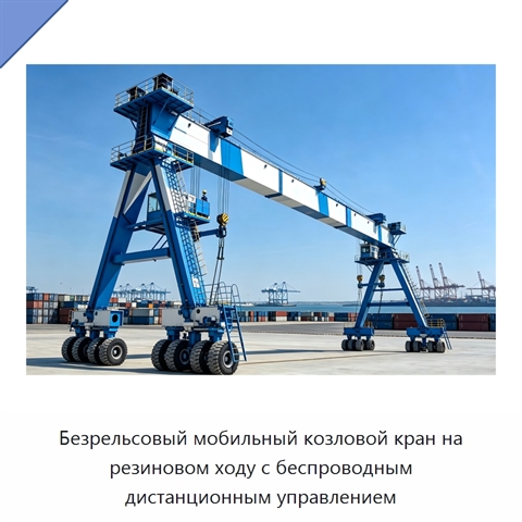 Безрельсовый мобильный козловой кран на резиновом ходу с беспроводным дистанционным управлением