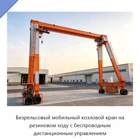 Безрельсовый мобильный козловой кран на резиновом ходу с беспроводным дистанционным управлением