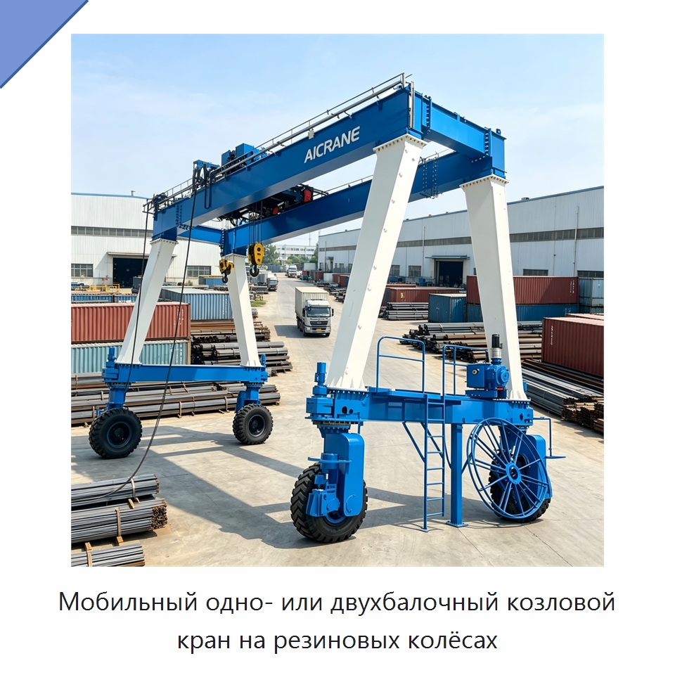 Мобильный одно- или двухбалочный козловой кран на резиновых колёсах — Краны