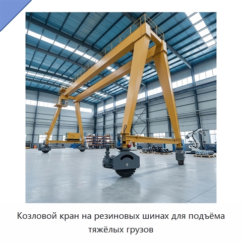 Козловой кран на резиновых шинах для подъёма тяжёлых грузов