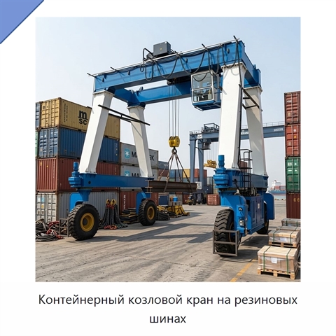 Контейнерный козловой кран на резиновых шинах