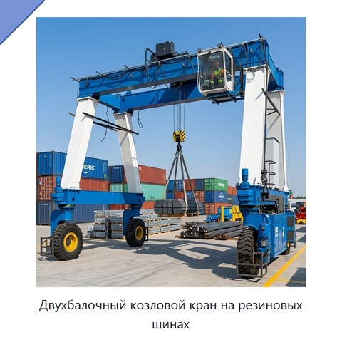 Двухбалочный козловой кран на резиновых шинах